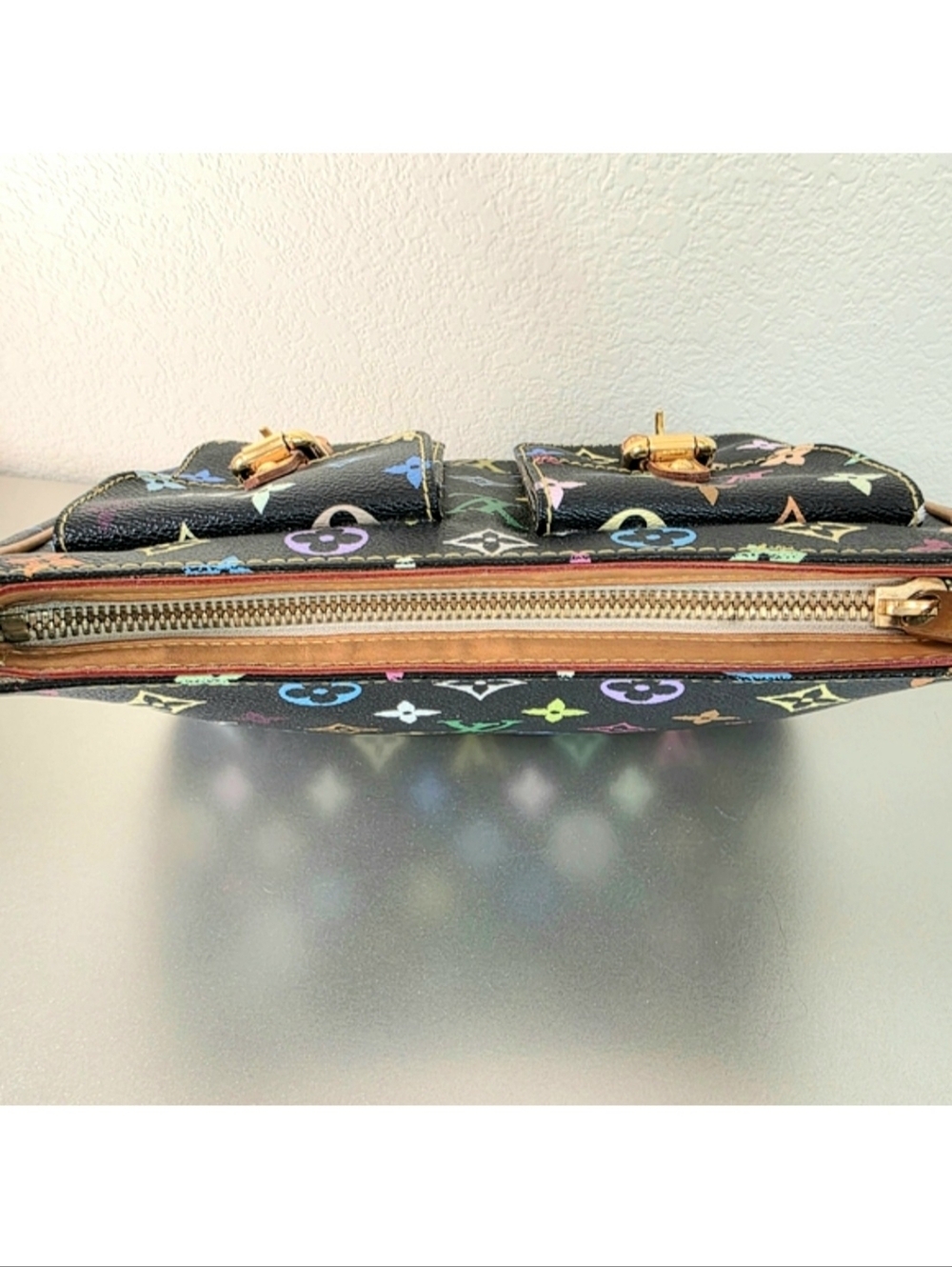🩷 Louis Vuitton Lodge PM Black Multicolore Monogram Gold Hardware Shoulder Bag - Picture 6 of 14